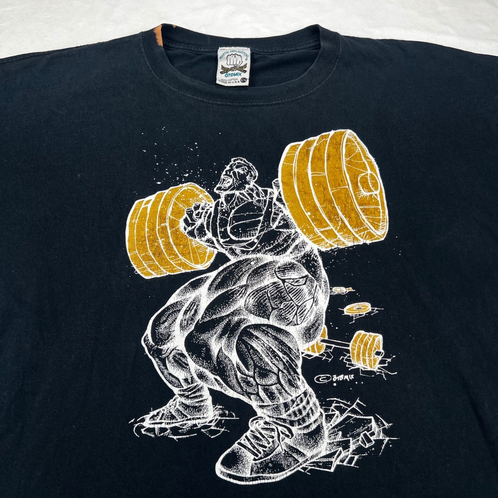 Vintage Otomix Bodybuilding T-Shirt XXL Black Squat Graphic Gym Tee Made in USA